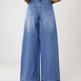 Women's High-Waist Wide-Leg Button-Front Denim Jeans