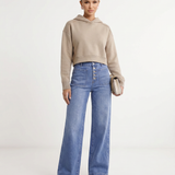 Women's High-Waist Wide-Leg Button-Front Denim Jeans