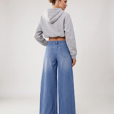 Women's High-Waist Wide-Leg Button-Front Denim Jeans