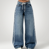 Women's Wide-Leg Denim Jeans with Side Stripe