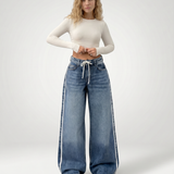Women's Wide-Leg Denim Jeans with Side Stripe
