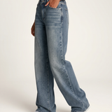 Women's Mid-Rise Wide-Leg Blue Denim Jeans