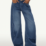 Women's Mid-Rise Wide-Leg Blue Denim Jeans