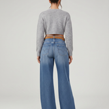 Women's Mid-Rise Wide-Leg Blue Denim Jeans