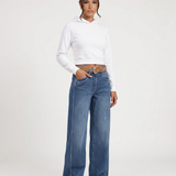 Women's Mid-Rise Wide-Leg Blue Denim Jeans