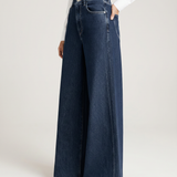 Women's High-Waist Wide-Leg Dark Blue Jeans