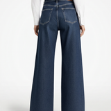 Women's High-Waist Wide-Leg Dark Blue Jeans