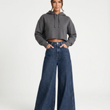 Women's High-Waist Wide-Leg Dark Blue Jeans