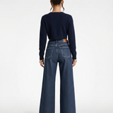 Women's High-Waist Wide-Leg Dark Blue Jeans