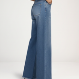 Women's High-Waist Wide-Leg Frayed Hem Jeans