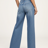 Women's High-Waist Wide-Leg Frayed Hem Jeans