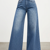 Women's High-Waist Wide-Leg Frayed Hem Jeans