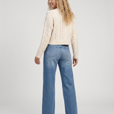 Women's High-Waist Wide-Leg Frayed Hem Jeans