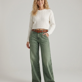 Women's High-Rise Wide-Leg Faded Green Jeans