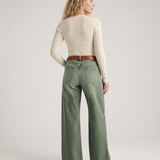 Women's High-Rise Wide-Leg Faded Green Jeans