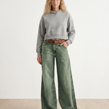 Women's High-Rise Wide-Leg Faded Green Jeans