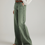Women's High-Rise Wide-Leg Faded Green Jeans