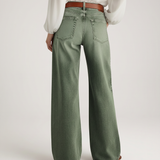 Women's High-Rise Wide-Leg Faded Green Jeans