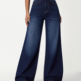 Women's Mid-Rise Wide-Leg Dark Wash Jeans
