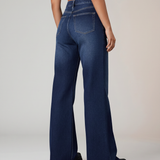 Women's Mid-Rise Wide-Leg Dark Wash Jeans