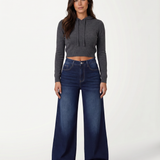 Women's Mid-Rise Wide-Leg Dark Wash Jeans