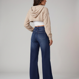 Women's Mid-Rise Wide-Leg Dark Wash Jeans