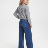 Women's Mid-Waist Wide-Leg Faded Denim Jeans
