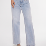 Women's Mid-Waist Wide-Leg Faded Denim Jeans