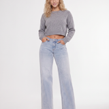 Women's Mid-Waist Wide-Leg Faded Denim Jeans