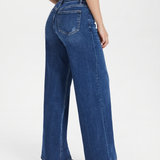 Women's Mid-Waist Wide-Leg Faded Denim Jeans