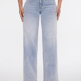 Women's Mid-Waist Wide-Leg Faded Denim Jeans
