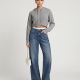 Women's Fleece-Lined Wide-Leg Mid-Rise Jeans