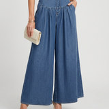 Women's Mid-Rise Wide-Leg Washed Denim Jeans
