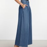 Women's Mid-Rise Wide-Leg Washed Denim Jeans