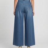 Women's Mid-Rise Wide-Leg Washed Denim Jeans