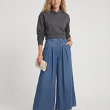 Women's Mid-Rise Wide-Leg Washed Denim Jeans