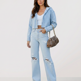 Women's High-Rise Wide-Leg Distressed Denim Jeans