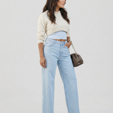 Women's High-Rise Wide-Leg Distressed Denim Jeans