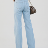 Women's High-Rise Wide-Leg Distressed Denim Jeans
