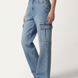 Women's Mid-Rise Relaxed Straight-Leg Cargo Jeans