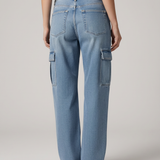 Women's Mid-Rise Relaxed Straight-Leg Cargo Jeans