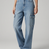 Women's Mid-Rise Relaxed Straight-Leg Cargo Jeans