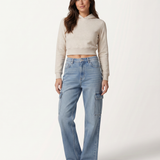 Women's Mid-Rise Relaxed Straight-Leg Cargo Jeans