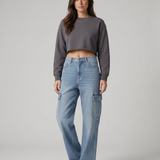 Women's Mid-Rise Relaxed Straight-Leg Cargo Jeans