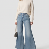 Women's High-Waisted Flared Washed Denim Jeans