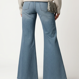 Women's High-Waisted Flared Washed Denim Jeans