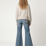 Women's High-Waisted Flared Washed Denim Jeans