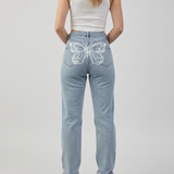 Raquel | High-Waist Jeans with Butterfly Print