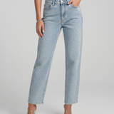 Women's High-Waist Straight-Leg Shimmer Jeans