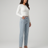 Women's High-Waist Straight-Leg Shimmer Jeans